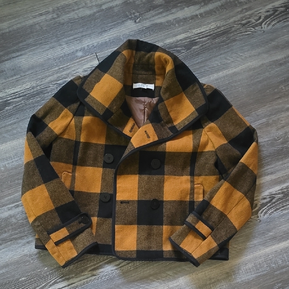 LOFT Mustard and Black Buffalo Jacket